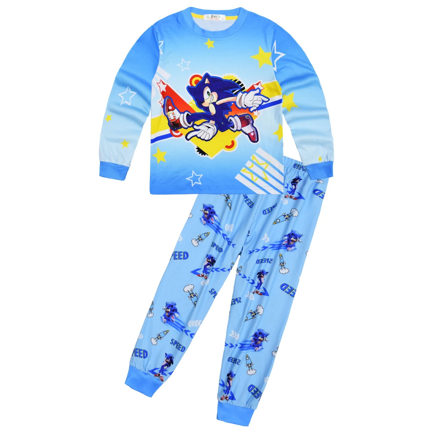 Sonic New Spring Autumn Children's Pajamas Boys and Girls Cartoon Long Sleeve Clothes Toddler Cotton Pajama Set Hedgehog Gift