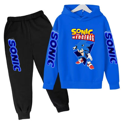 Kids Supersonic Clothing Jogging Blue Sweatshirt Top Coat+Pants Two-piece set Hoodie Boys Girls3-12Yrs Clothes Casual Sports Set
