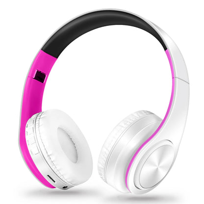 Casque Bluetooth sans fil stéréo AYVVPII avec radio FM et prise en charge de la carte SD avec micro pour téléphone portable Iphone Sumsamg tablette MP3