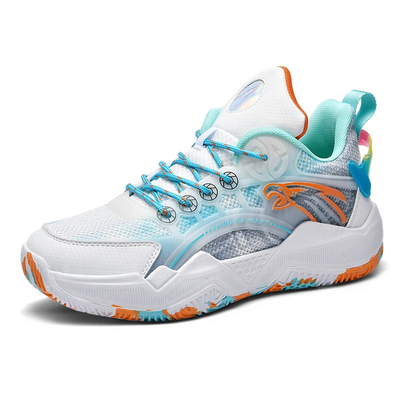 Chaussures de basket-ball unisexes, chaussures d'entraînement de compétition en plein air en maille tendance, bottes de basket-ball plates antidérapantes à rebond pour hommes