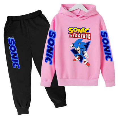 Kids Supersonic Clothing Jogging Blue Sweatshirt Top Coat+Pants Two-piece set Hoodie Boys Girls3-12Yrs Clothes Casual Sports Set