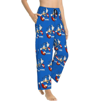 Custom Printed Womens Soniced Pajama Pants Hedgehog Game Sleepwear Sleep Lounge Bottoms with Pockets