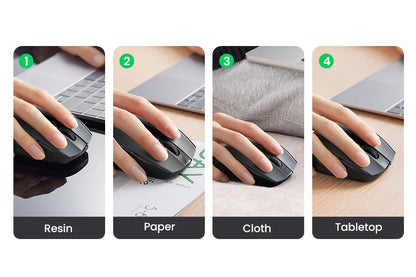 UGREEN kabellose Maus Bluetooth 5.0, ergonomische Maus 4000DPI mit 6 leisen Tasten, für MacBook, Tablet, Laptops, Computer, PC, 2.4G-Maus