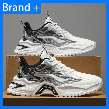 Scarpe sportive da uomo alla moda con lacci, versatili, antiscivolo, con suola spessa, comode scarpe casual da running per adolescenti, da indossare ogni giorno