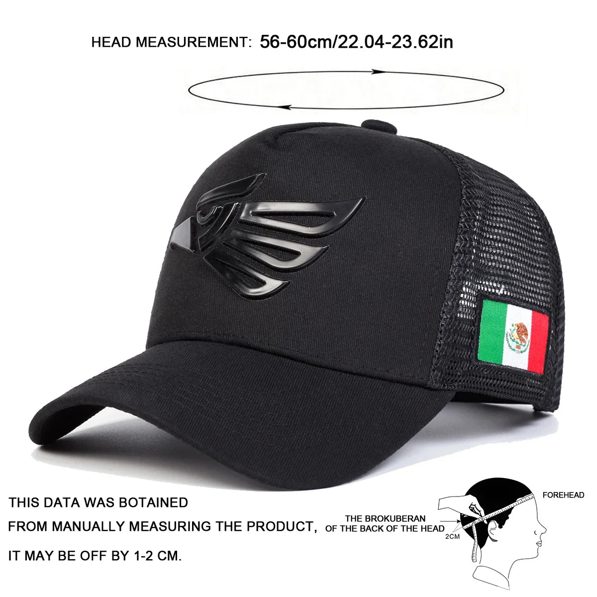 Unisex Mexican Eagle Label Baseball Net Caps Adjustable Casual Hats Spring and Summer Outdoor Sunscreen Hat