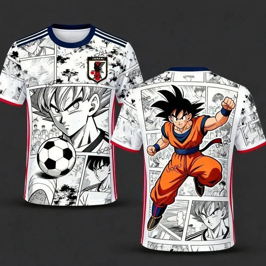 2026 New Japanese Anime Dragon Ball Z Special Edition Soccer Jersey for Kids Goku 3D Printed T-shirt Men's Soccer Training Suit
