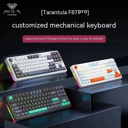 AULA F87 Pro mechanische Tastatur 2.4g/Usb/Bluetooth Tri-Mode Wireless, 87 Tasten, RGB, PBT, Gasket, 5-lagige Schalldämpfung, Full-Key, No Impact
