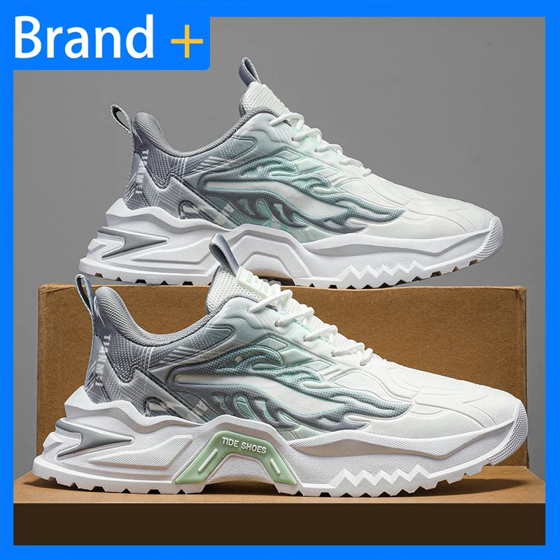 Scarpe sportive da uomo alla moda con lacci, versatili, antiscivolo, con suola spessa, comode scarpe casual da running per adolescenti, da indossare ogni giorno