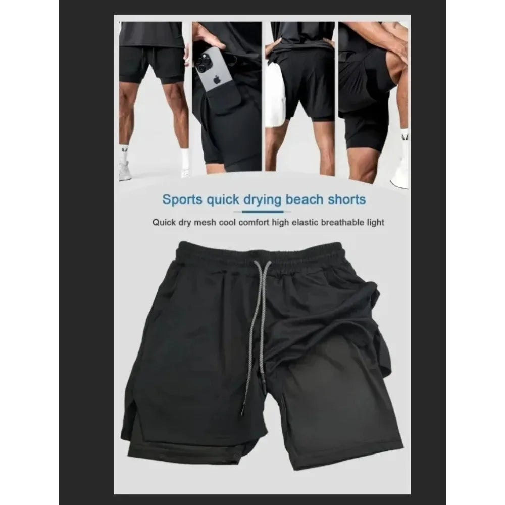 Dragon Ball Anime Goku Peripheral Printed Double-layered Shorts 2025 Summer American Sporty Men's Loose and Breathable Pants