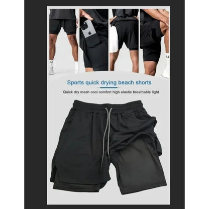 Dragon Ball Anime Goku Peripheral Printed Double-layered Shorts 2025 Summer American Sporty Men's Loose and Breathable Pants