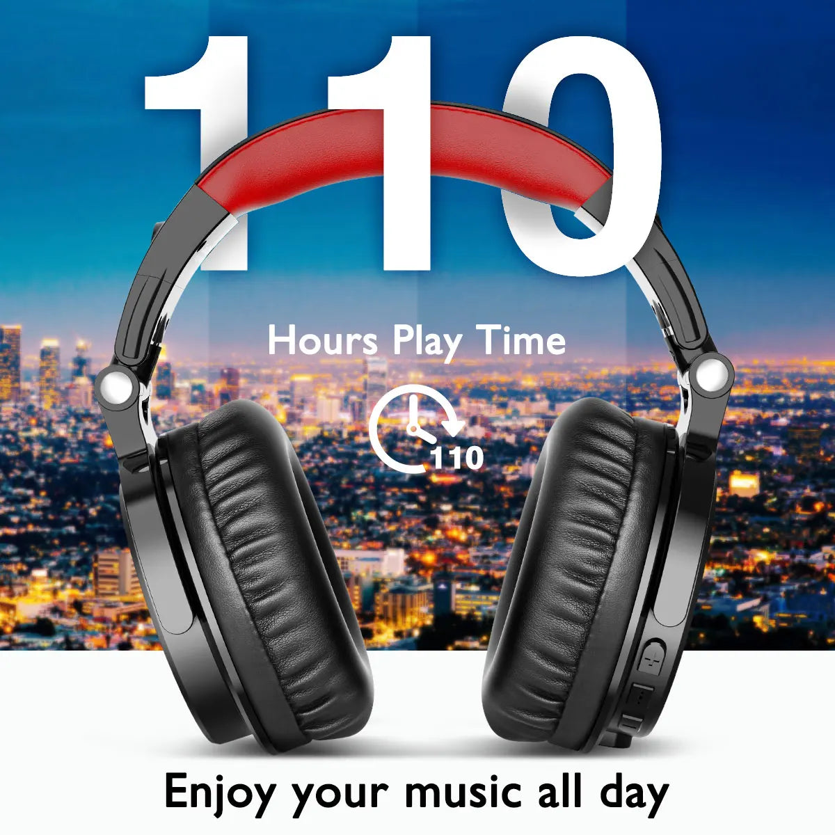OneOdio 110H kabelloses Bluetooth 5.2 Gaming-Headset – 110H Akkulaufzeit, Over-Ear-Kopfhörer mit tiefem Bass und Mikrofon, kabelgebundenes & kabelloses 2-in-1-Headset für PC und PS4