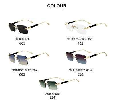 New 2024 Square Sunglasses Women Trendy Vintage Designer Rimless Sunglasses For Men Vacation Fashion Glasses Lentes De Sol Mujer