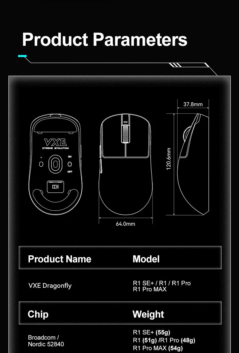 ATK VXE Dragonfly R1 Pro MAX Wireless Gaming Mouse, PAW3395 Wireless Gaming Mouse, Ultra-Lightweight Rechargeable Esports FPS Mouse with 26,000 DPI