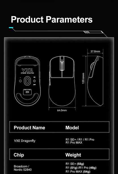 ATK VXE Dragonfly R1 Pro MAX Wireless Gaming Mouse, PAW3395 Wireless Gaming Mouse, Ultra-Lightweight Rechargeable Esports FPS Mouse with 26,000 DPI