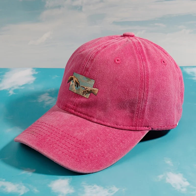 Vintage printed baseball cap, vintage and versatile for both men and women, daily casual and fashionable curved brim hat
