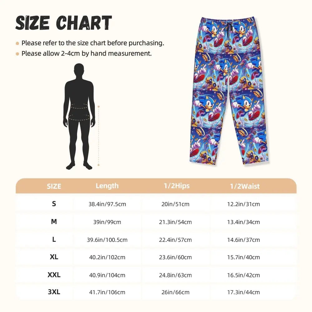 Custom Women Soniced Pajama Pants Printed Hedgehog Game Sleep Sleepwear Bottoms with Pockets