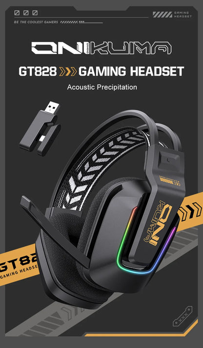 Auriculares gaming inalámbricos ONIKUMA GT828 Bluetooth 5.3 RGB con micrófono, cancelación de ruido y conexión de 4 modos para PC, PS5 y portátil
