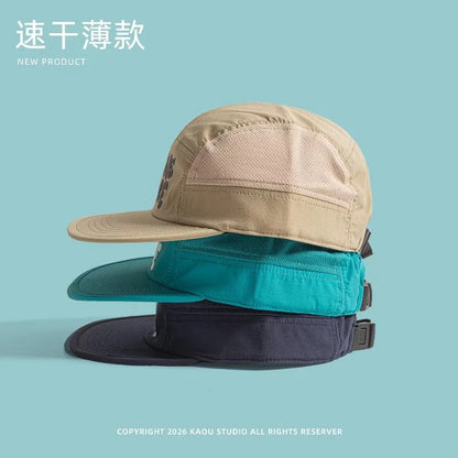 Summer New Thin Quick-drying 5-panel Baseball Caps for Men Outdoor Hiking Casual Versatile Fashion Flat-brimmed Women's Hats