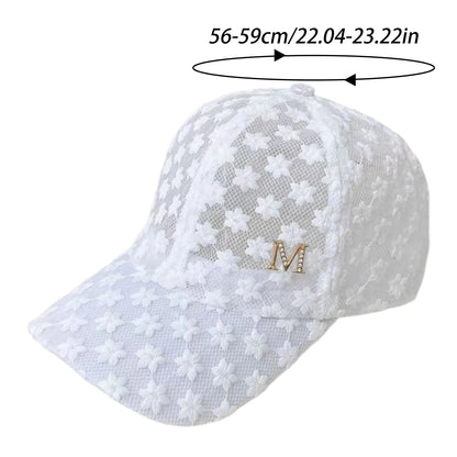 Lace Flower Thin Baseball Cap Female Spring And Summer Sunscreen Hollow Cap Breathable Sweet Adjustable Head Circumference