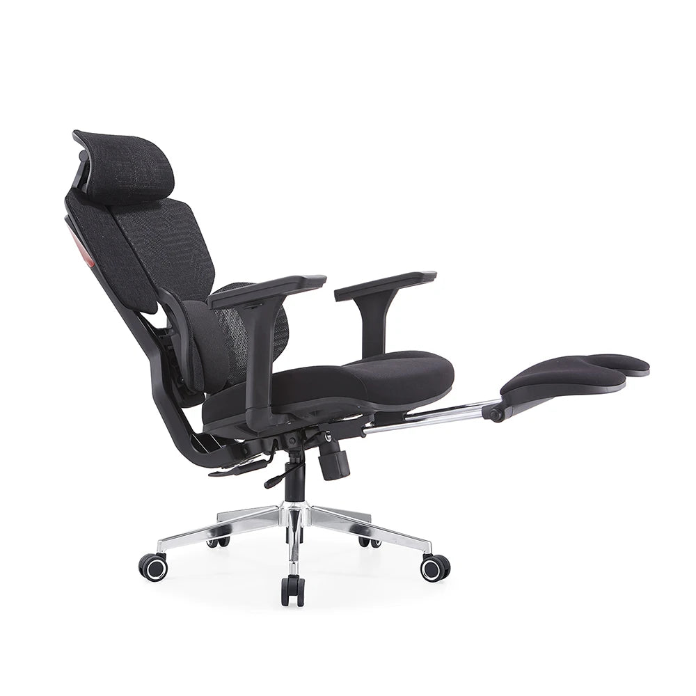 Chaise de bureau ergonomique au design moderne avec dossier haut en maille, pivotante, réglable, en maille, nouvelle arrivée avec repose-pieds