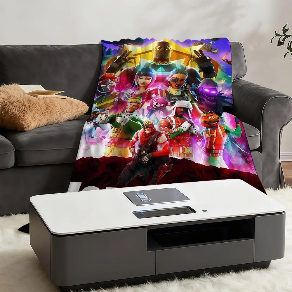 Manta Decorativa Super Aconchegante em Peluche para Sala de Estar, F-FORTNITES-ES, Sala de Jogo, Sofá, Presentes de Aniversário Infantis