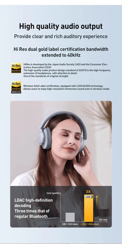 Auriculares inalámbricos Bluetooth con cancelación de ruido 1MORE SonoFlow S, ANC de 42dB, audio Hi-Res, autonomía de 90H, diseño supraaural