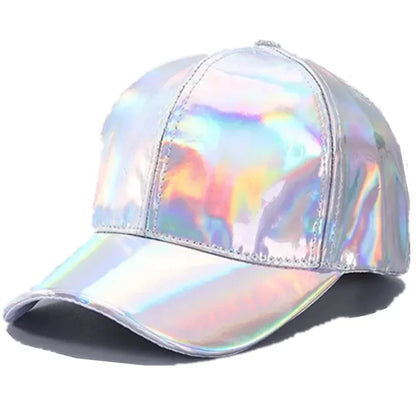 Casquette de baseball unisexe en cuir PU style « laser », look streetwear et hip-hop, pour hommes et femmes, couleurs éclatantes, casquette Y2K
