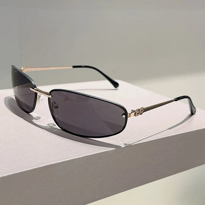 Alloy Rimless Square Sunglasses Women New in Stylish Outdoor Decor Shades Women Trendy Pink Silver Designer Mirror Sun Glasses
