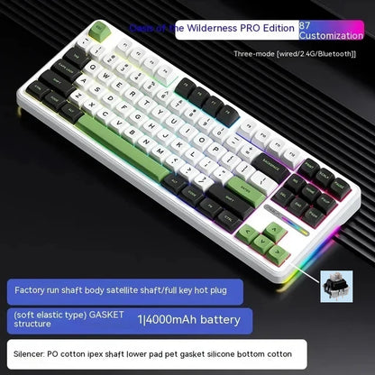 AULA F87 Pro mechanische Tastatur 2.4g/Usb/Bluetooth Tri-Mode Wireless, 87 Tasten, RGB, PBT, Gasket, 5-lagige Schalldämpfung, Full-Key, No Impact