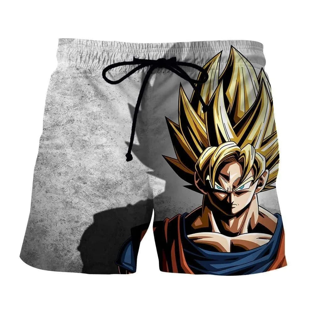 Summer men's 3D printed Dragon Ball Super Saiyan Vegeta Energy Punch Boardshorts for children's sports and leisure fashion short