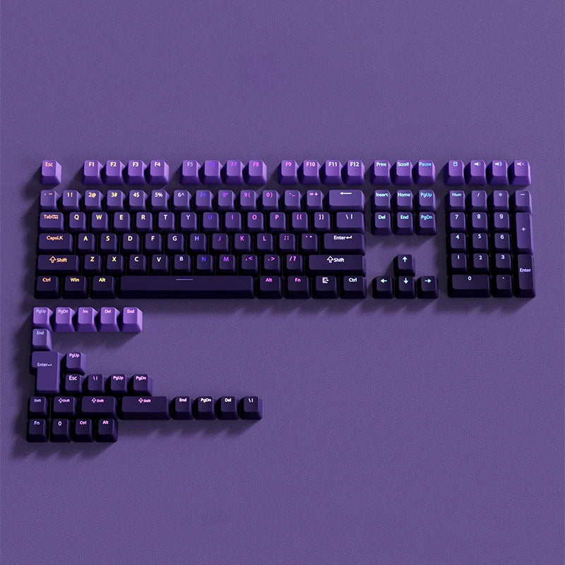 RGB-Gamer-Tastenkappen mit Farbverlauf-Hintergrundbeleuchtung für mechanische Tastaturen mit MX-Switches, OEM-Profil, PBT-Keycaps, Weiß/Blau, ISO-Layout, DIY-Tastenkappen