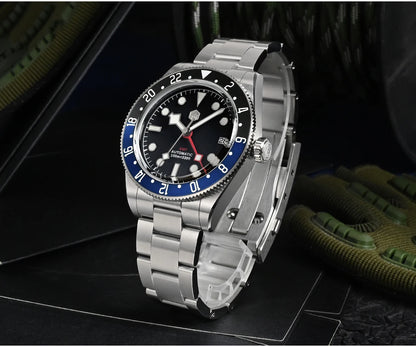 San Martin 39mm NH34 GMT Men Luxury Watch Bidirectional Aluminum Bezel Automatic Mechanical Sapphire 100M Waterproof  SN0109