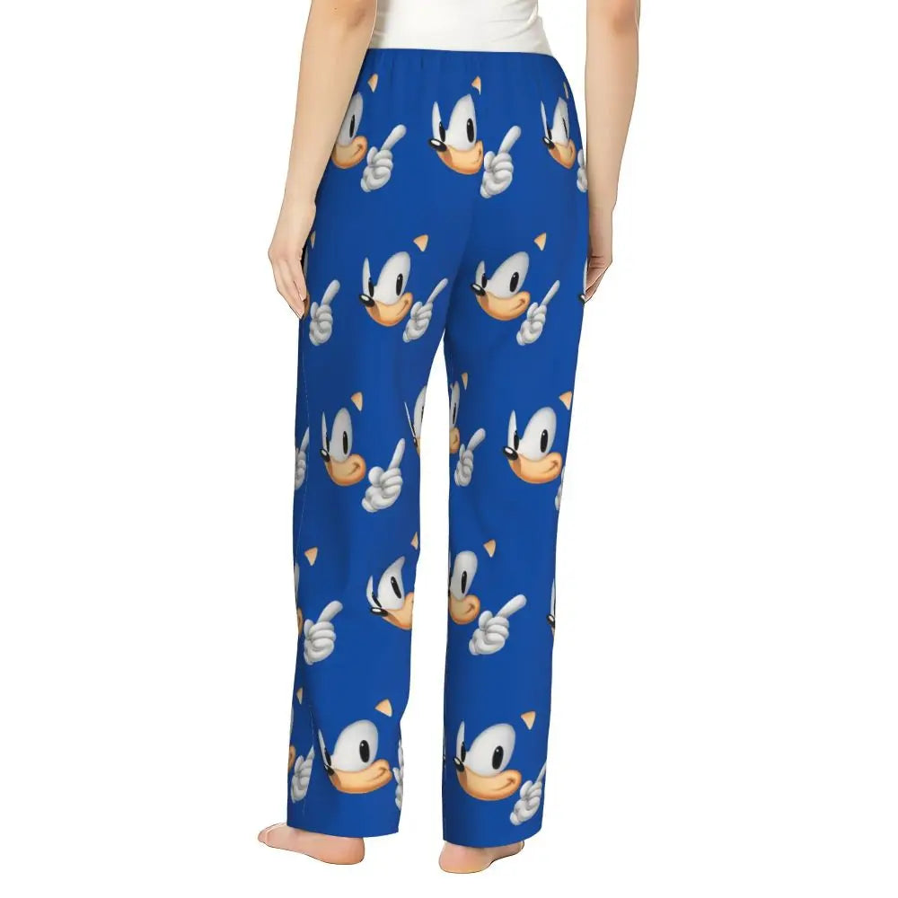 Custom Printed Womens Soniced Pajama Pants Hedgehog Game Sleepwear Sleep Lounge Bottoms with Pockets