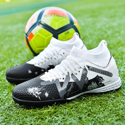 Chaussures de football TF pour adultes toutes saisons, tissu PU mixte, semelle extérieure en caoutchouc résistante à l'usure, forte adhérence pour les sports sur gazon toute l'année