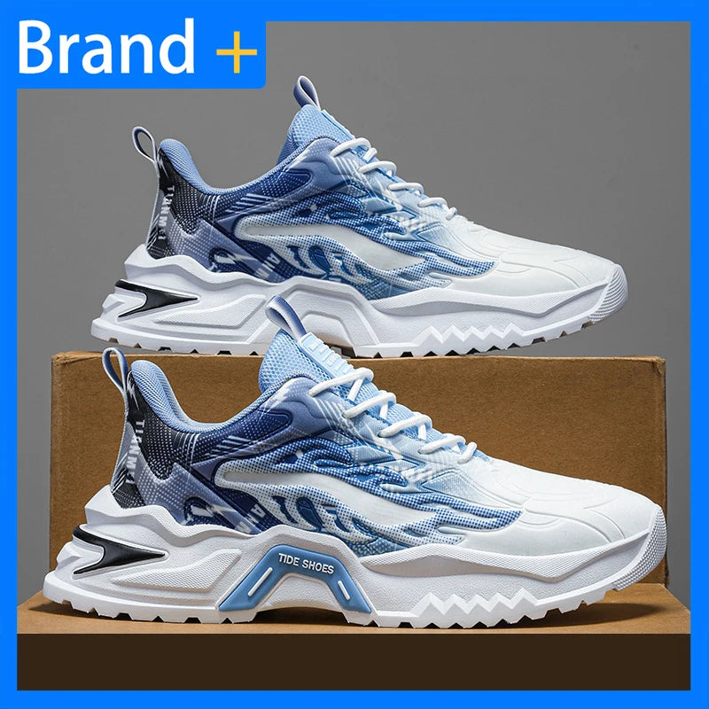 Scarpe sportive da uomo alla moda con lacci, versatili, antiscivolo, con suola spessa, comode scarpe casual da running per adolescenti, da indossare ogni giorno