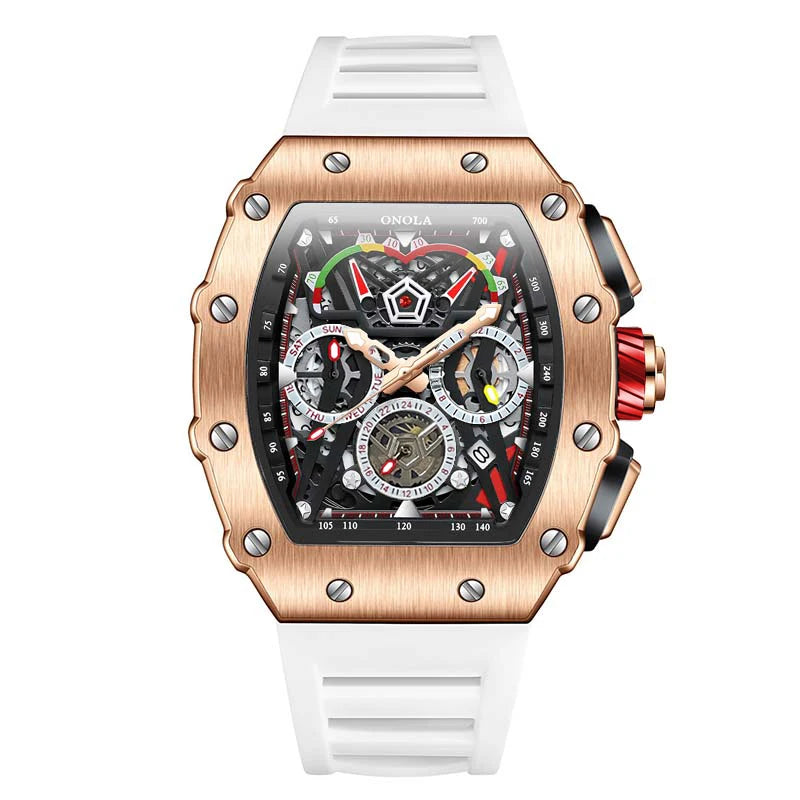 ONOLA Luxury Men Mechanical Watch with Hollow Out Luminous Automatic Watch 3Bar Waterproof Reloj Hombre