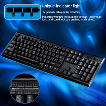 Q9 Einzelne Tastatur USB, quadratischer Anschluss, für Büro und Zuhause, PS2-Rundanschluss, kabelgebunden, für Desktop-Computer