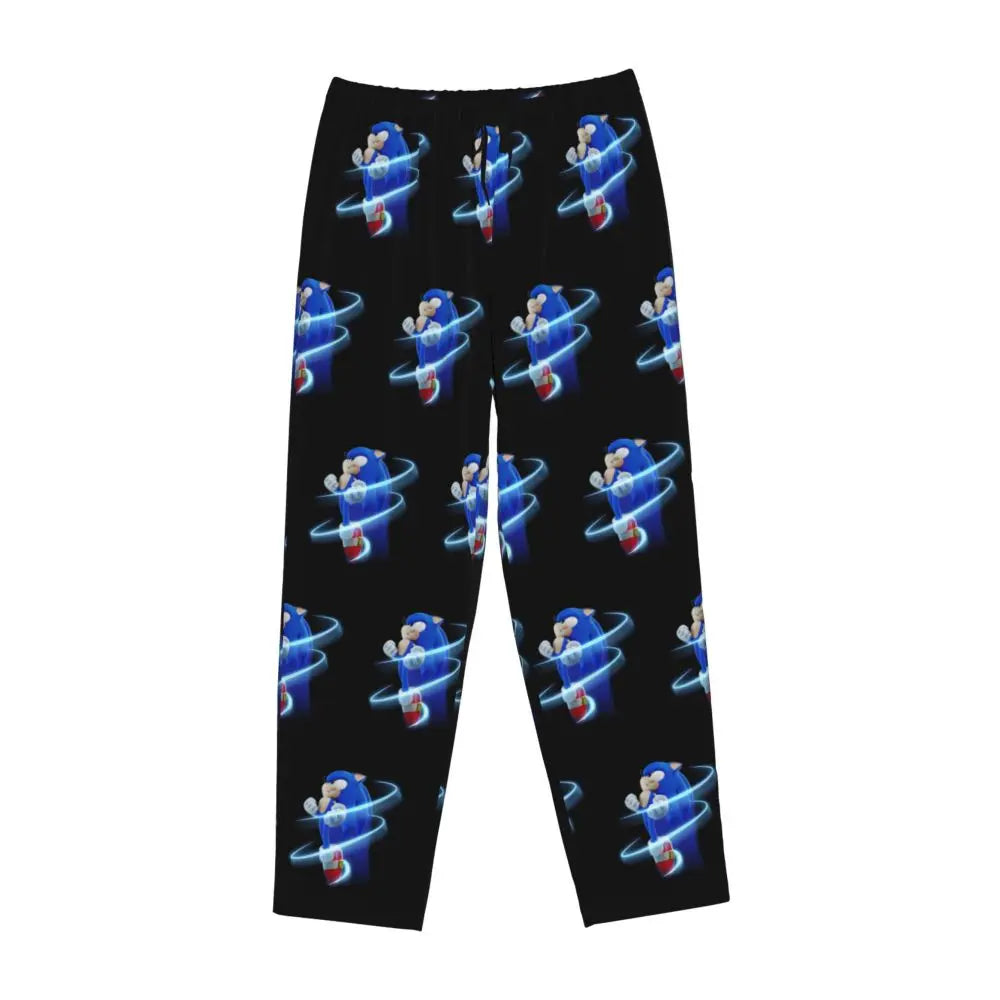 Custom Printed Womens Soniced Pajama Pants Hedgehog Game Sleepwear Sleep Lounge Bottoms with Pockets