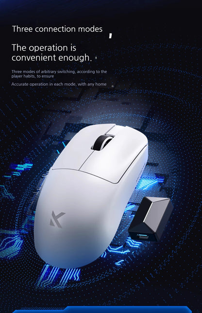 MCHOSE L7 Ultra+ Rato de Mão Médio Grande para Gaming e E-Sports Paw3950 Sem Fios de Três Modos, Leve, para Escritório, Rato de Computador Dual-Drive