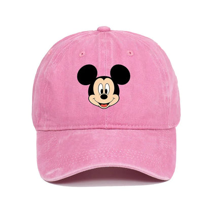 Unisex Vintage Washed Mickey Minnie Print Baseball Cap for Men Women Cartoon Trucker Hat Adjustable Snapback Casual Hip Hop Hat