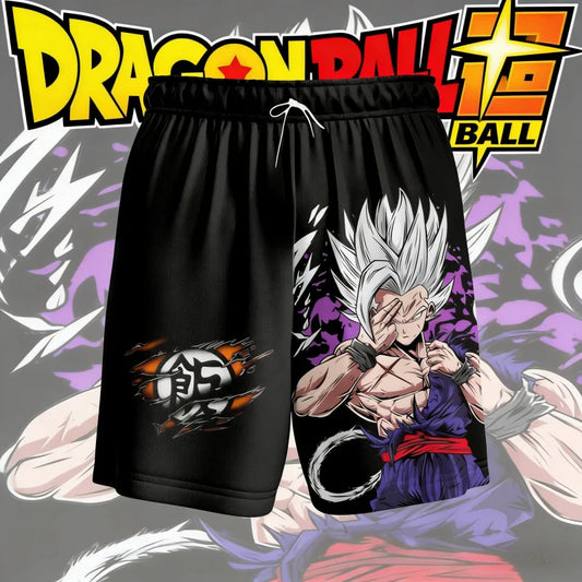 Dragon Ball Gohan Beast Kanji Logo Print Quick Dry Shorts 2026 Summer Plus Size Casual Shorts for Anime Fans Adults & Kids Y2k