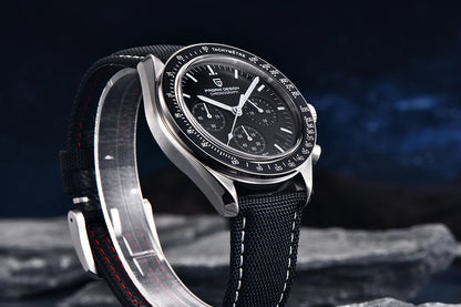 „PAGANI DESIGN Moon“ laikrodis – prabangus vyriškas kvarcinis chronografas, sportinio stiliaus, safyro stiklas su antirefleksine danga, švytintis ekranas