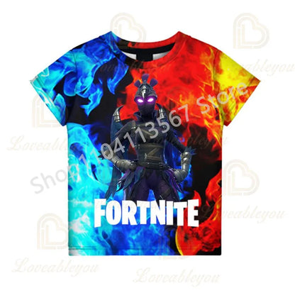 Młodzieżowa koszulka F-Fortnited inspirowana grą battle, dla dorosłych, z krótkim rękawem, letni T-shirt dla nastolatków, chłopców i dziewcząt
