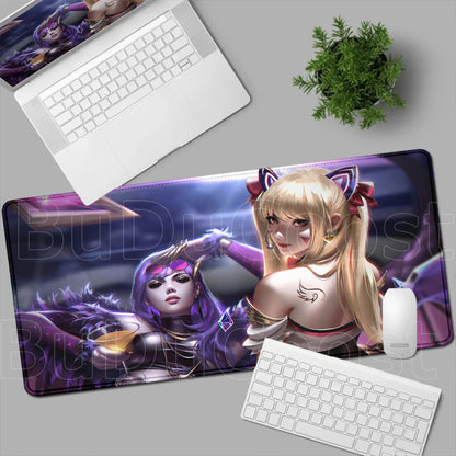 Геймърски пад за мишка Overwatch Anime Girl, голям XXL, HD печат, постелка за компютърна клавиатура, лаптоп и офис, мека гумена подложка за бюро, 900x400 MM