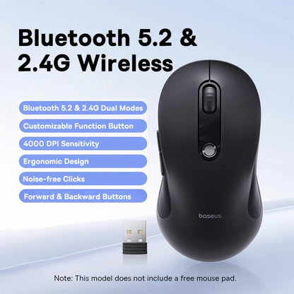 Baseus Wireless Mouse Bluetooth 5.3 2.4GHz Ergonomic 7 Silent Buttons Free Mouse Pad for MacBook Tablet Laptop Computer PC Mice