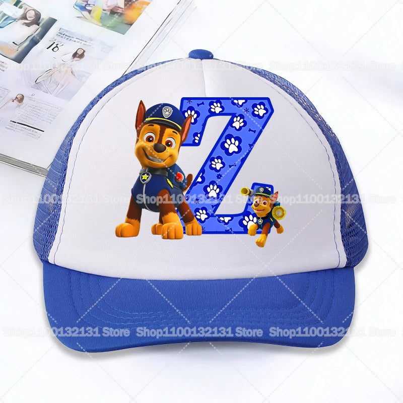 Casquettes de baseball en maille PAW Patrol : Chase, personnage de dessin animé, lettres, pour adultes et enfants, casquettes de sport, anime, été, protection solaire, visière, cadeau pour garçon et fille