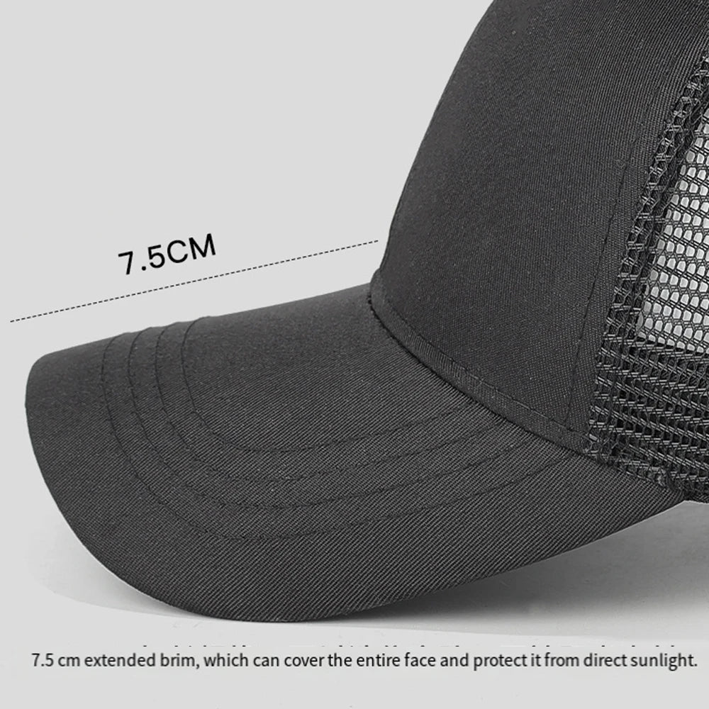 New Mesh Baseball Caps High Ponytail Snapback Cap Hollow Back UV Protection Sun Hat Casual Messy Hair Bun Ponytail Baseball Caps