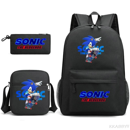Sonic Backpacks Student School Bags for Teen Men Women Tote Bag Clutch Pocket Nylon Backpacks Travel Mochilas