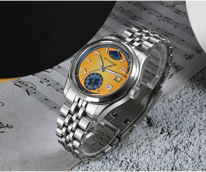 San Martin 39mm Miyota 9132 Power Reserve Display Men's Luxury Sport Watch Automatic Mechanical Waterproof Original Design SN0144