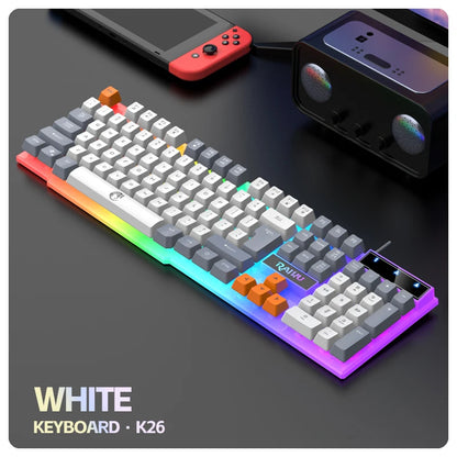 Einzelne Tastatur und Tastatur-Maus-Set RAIKU T26, dreifarbige Leuchttastatur, kabelgebundene mechanische Touch-Gaming-Maus-Tastatur-Kombination